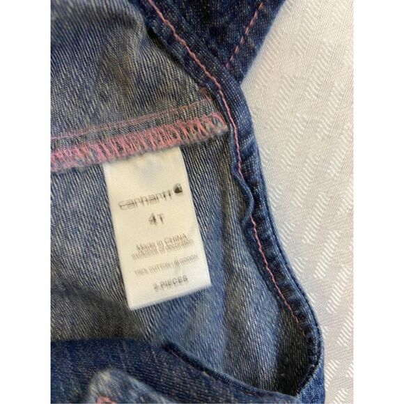 Carhartt short overalls girls 4t denim #13706 bunny and snails snaps - Picture 6 of 7